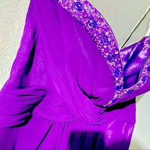 Purple chiffon strapless long dress